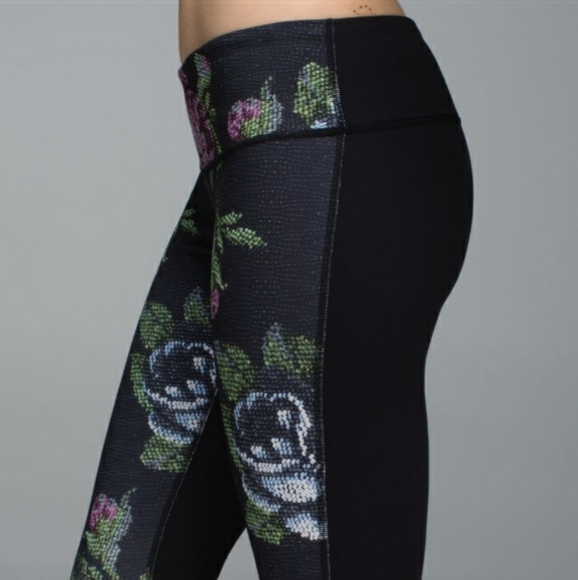 Lululemon Wunder Under  Size 6 Garden Party Floral Black Yoga  Pants - Picture 2 of 11